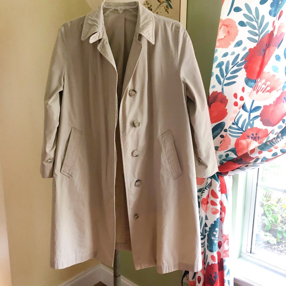 Vintage London Fog Trench Coat Womens Tan Long Lined Classic Fall Made in USA